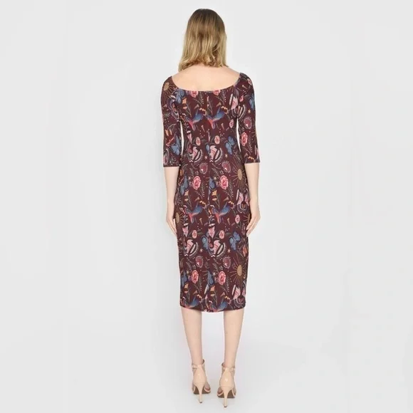 Lez A Lez Brazil Garden Burgundy Red Midi Dress Colorful Knit Dark Cottagecore - Picture 3 of 15